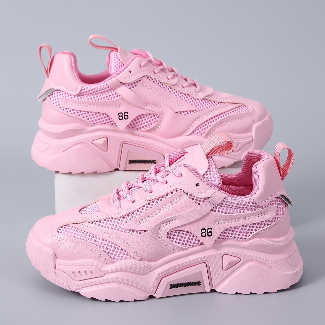 Women's Mesh Platform Sneakers Breathable Lace Up Shoes