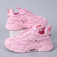 Women's Mesh Platform Sneakers Breathable Lace Up Shoes