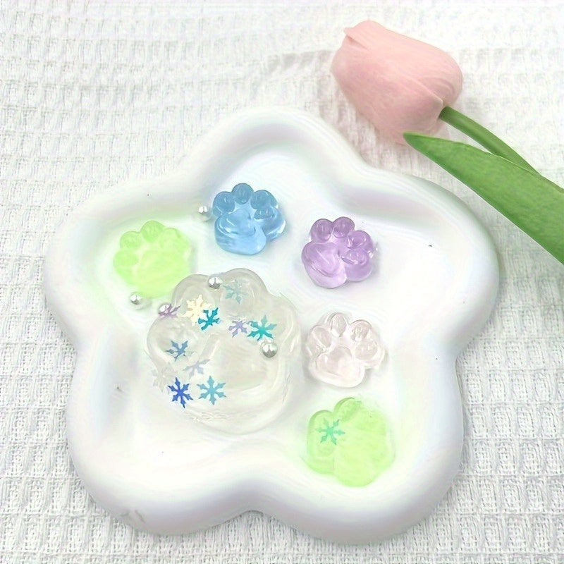 Glow in the Dark Soft 5 Squishy Cat Paw Squeeze Toy - Green Pink Purple