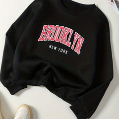 Letter Print Crew Neck Sweatshirt for Women