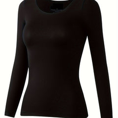 Women's Solid Thermal Underwear Long Sleeve Top