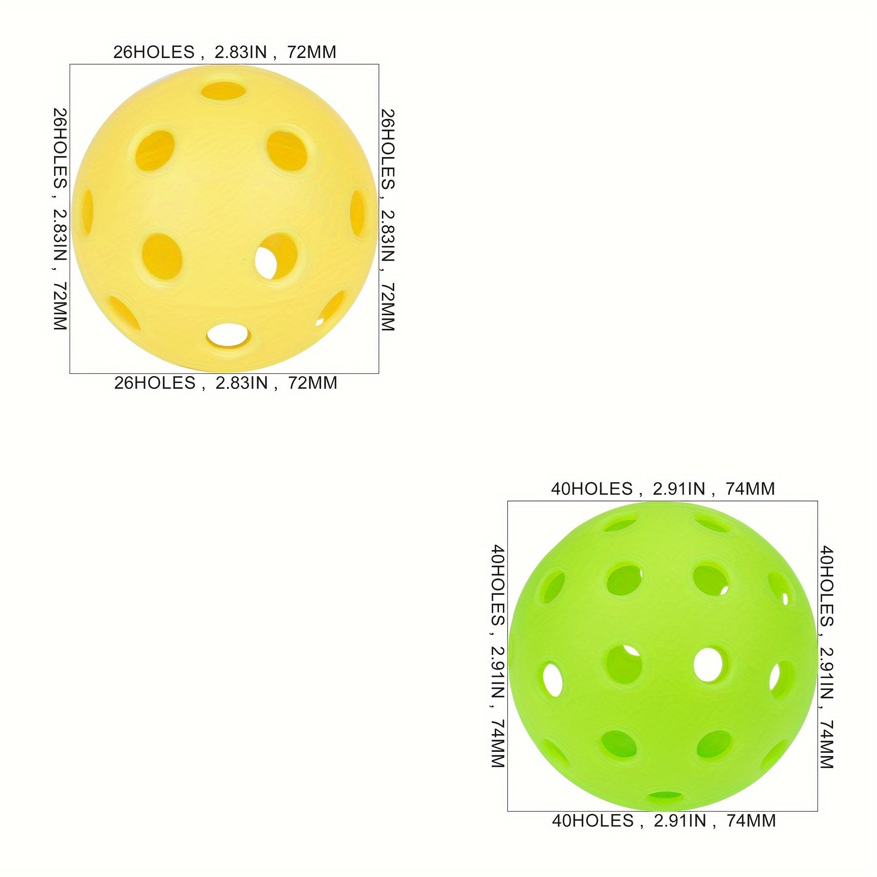 2pcs Indoor and Outdoor Pickleball Balls for Beginner Practice