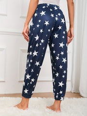 Star Pattern Lounge Pants Casual Soft Elastic Waistband Womens Loungewear