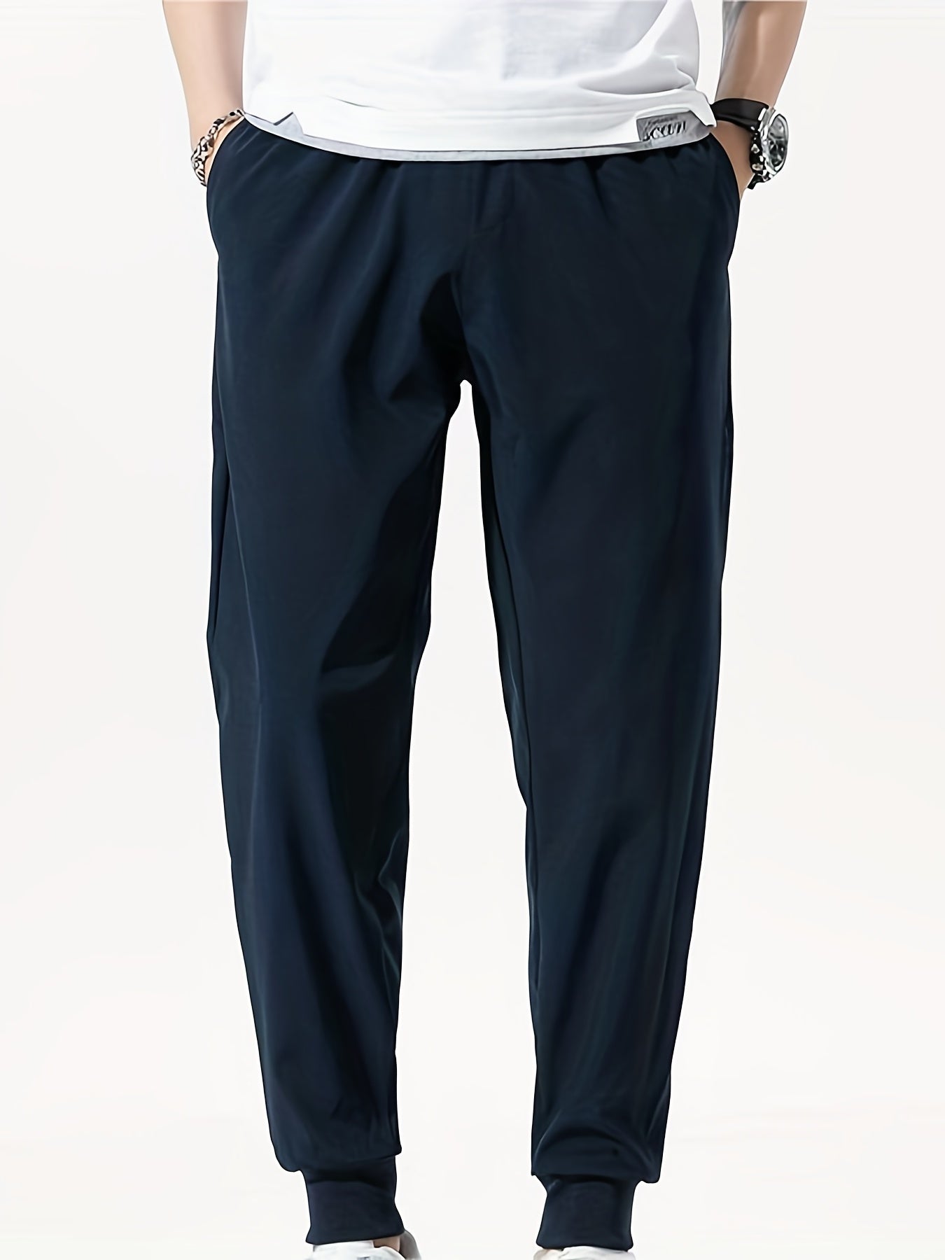 Men's Casual Solid Sports Pants with Zipper