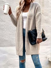 Cable Knit Open Front Cardigan