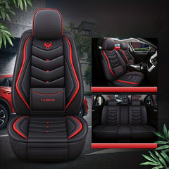5 seat Full Coverage Faux Leather Car Universal Seat Cover with Waist Support