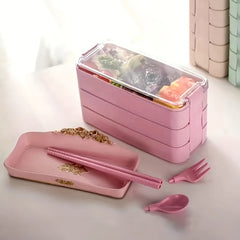 Double Layer Plastic Lunch Box Fat Reduction Meal Box Leakproof Food Container