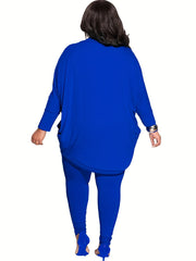 Women's Plus Size Solid Cardigan & Leggings Outfits Set