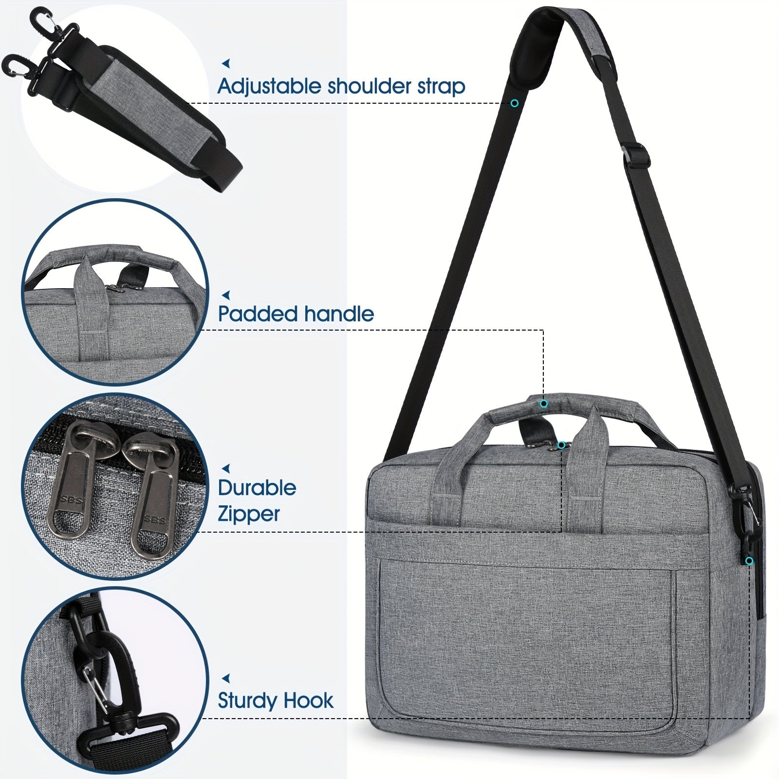 15.6 Inch Waterproof Laptop Briefcase for Travel Business School