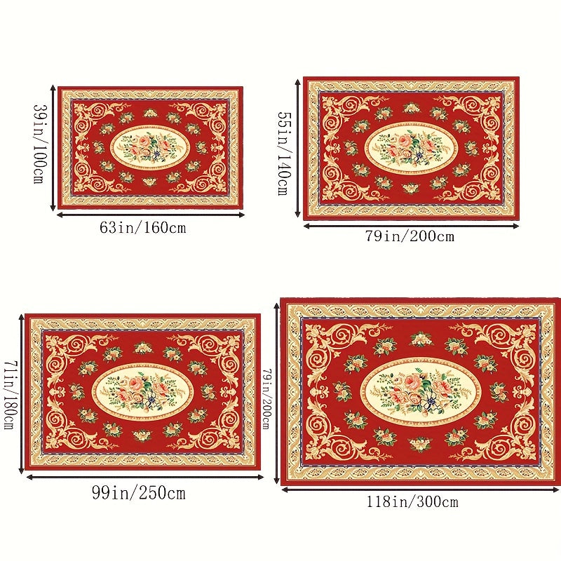 1pc Boho Anti Fatigue Kitchen Rugs Red Vintage Absorbent Non Slip Rugs