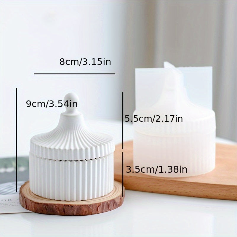 Concrete Stripe Storage Jar Silicone Mold DIY Heart Shaped Disc Elliptical