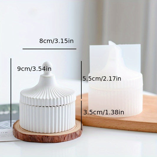 Concrete Stripe Storage Jar Silicone Mold DIY Heart Shaped Disc Elliptical