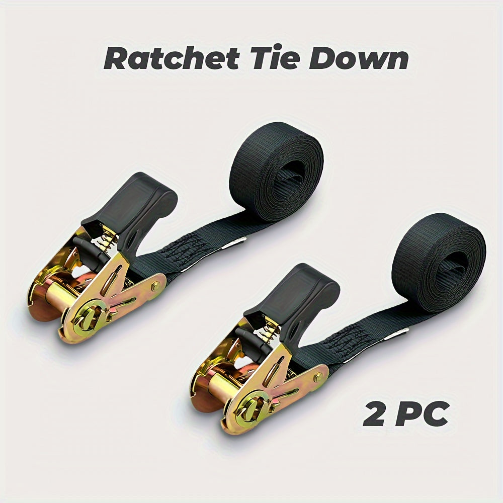 2pcs 2 X 299 Ratchet Tie Down No Hook Polyester Webbing TPR Grip