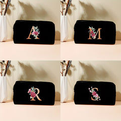 Alphabet & Flower Pattern Makeup Zipper Bag