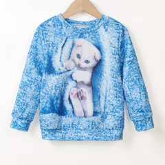 Kitten Tie Dye Sweatshirt for Girls Long Sleeve Top