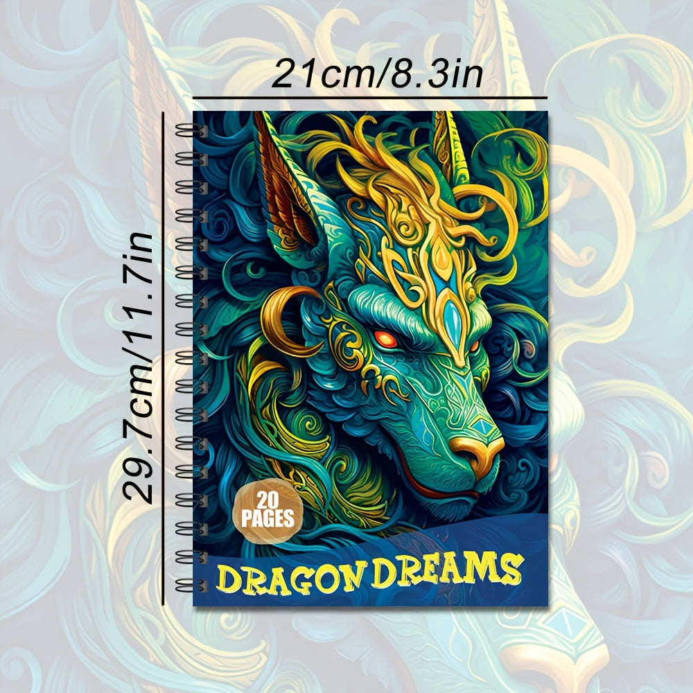 Dragon Coloring Book for Adults 20 Pages Patterns DIY Painting Stress Relief