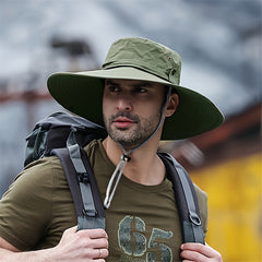 Men's Wide Brim Summer Bucket Hat UV Protection Sun Cap