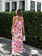 Floral Print Spaghetti Wide Leg Jumpsuit for Summer