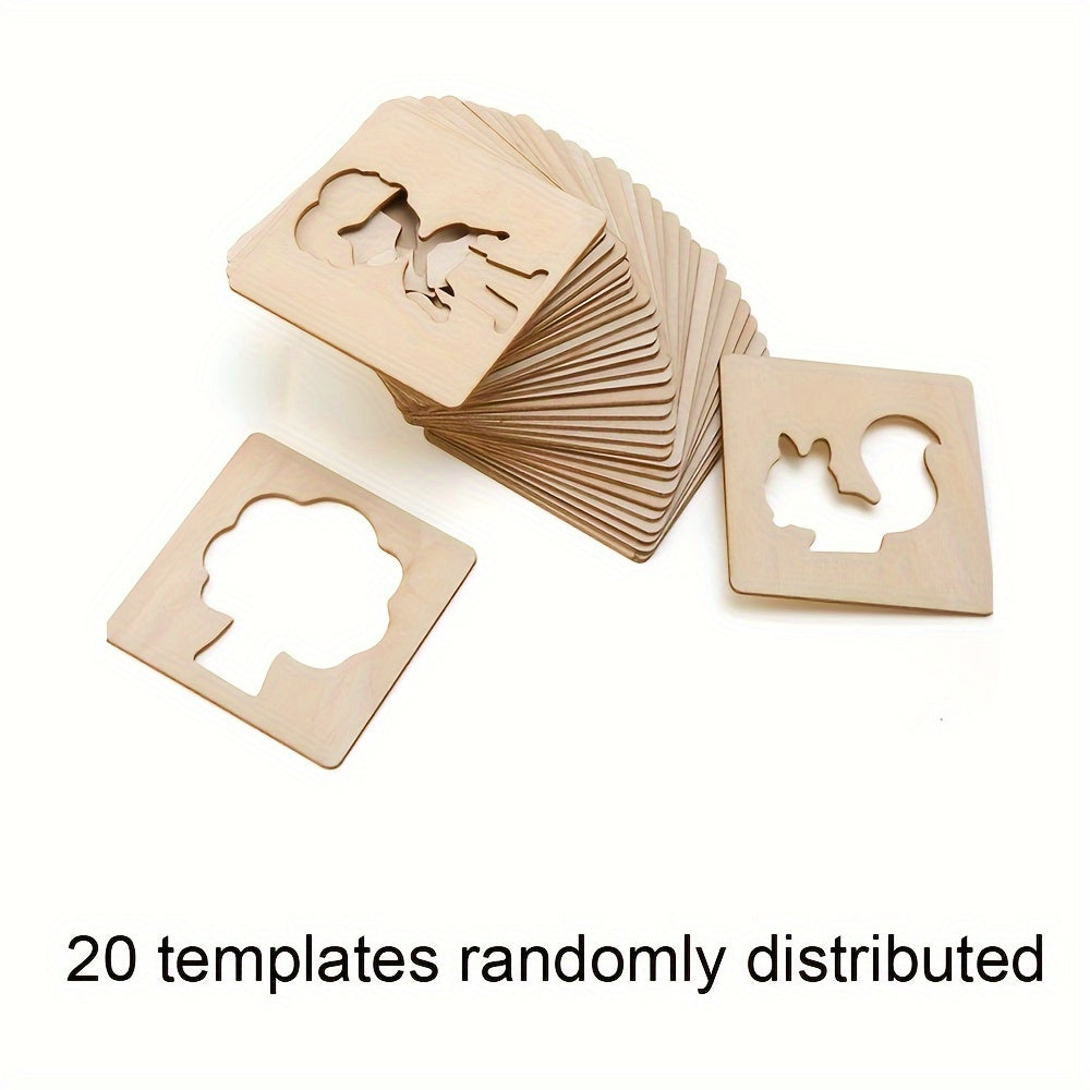 20pcs Wooden Drawing Template Set for Boys and Girls