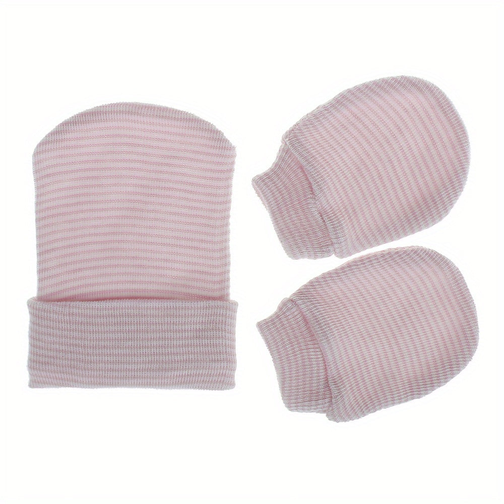 Newborn Striped Hat Gloves Set