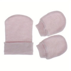 Newborn Striped Hat Gloves Set