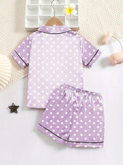 Girls Short Sleeve Satin Pajama Set