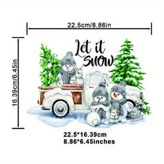 Christmas Tree Snowman Let It Snow Iron On Transfer Decals
