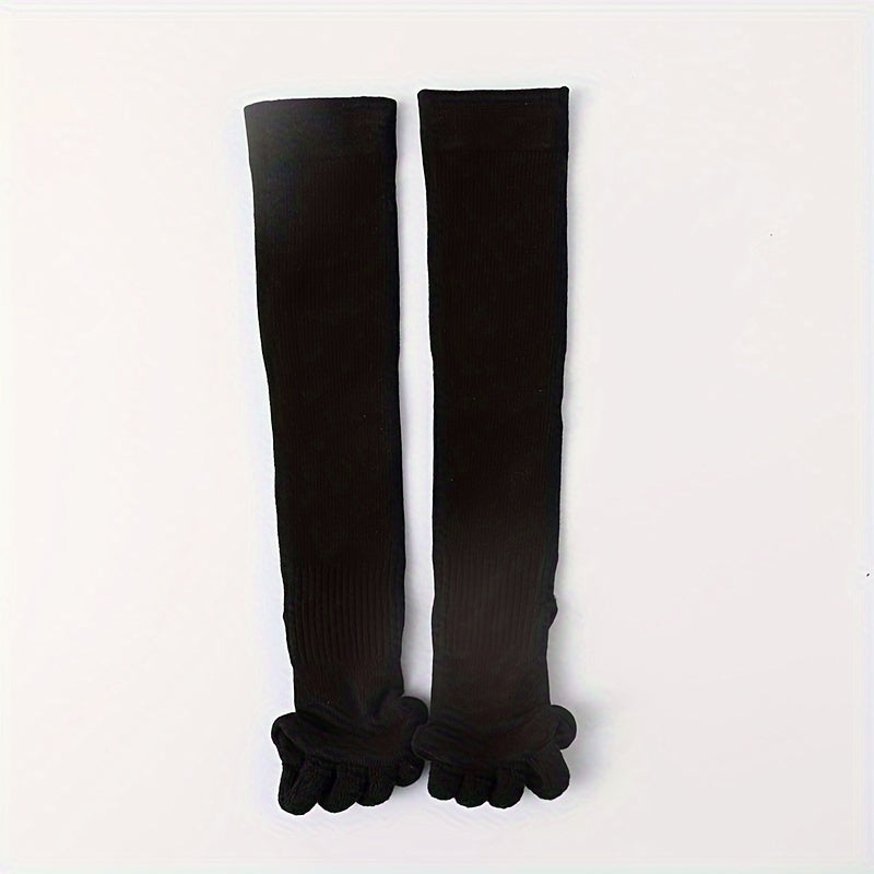 Toeless Knee High Yoga Socks Non-slip Thermal Calf Socks With Grips