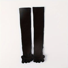 Toeless Knee High Yoga Socks Non-slip Thermal Calf Socks With Grips