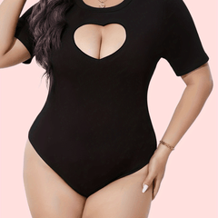 Heart Shape Hole Bodysuit Sexy Slim Crew Neck Summer Bodysuit Women's Clothing
