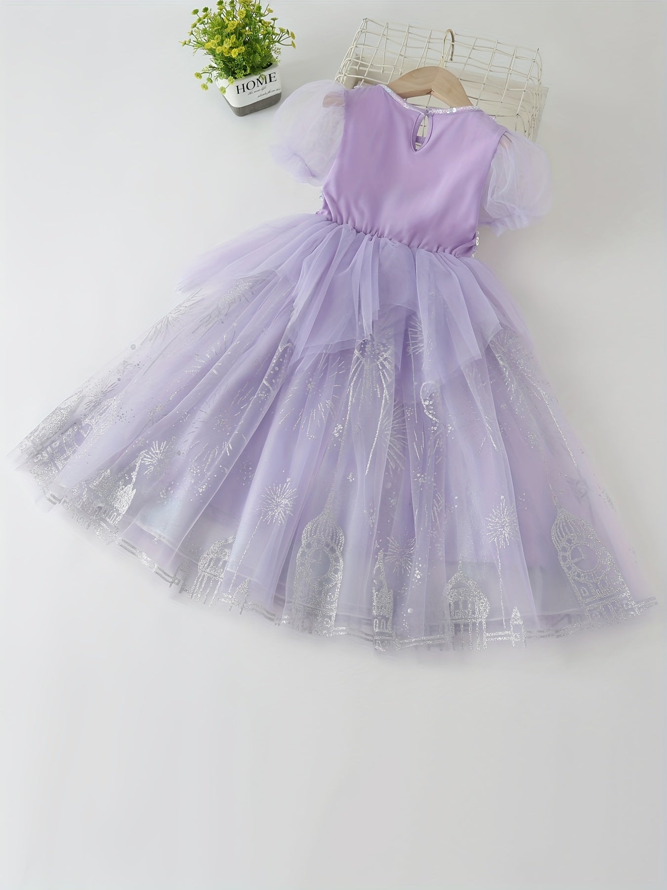 Girl's Princess Dress Tulle Sequin Snowflake Print Dress Halloween Holiday Party
