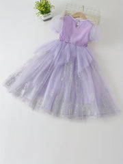 Girl's Princess Dress Tulle Sequin Snowflake Print Dress Halloween Holiday Party
