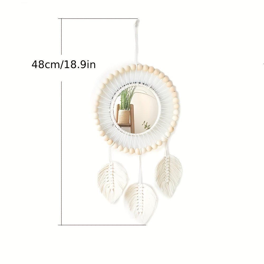 Boho Macrame Hanging Wall Mirror - Round Mirror Art