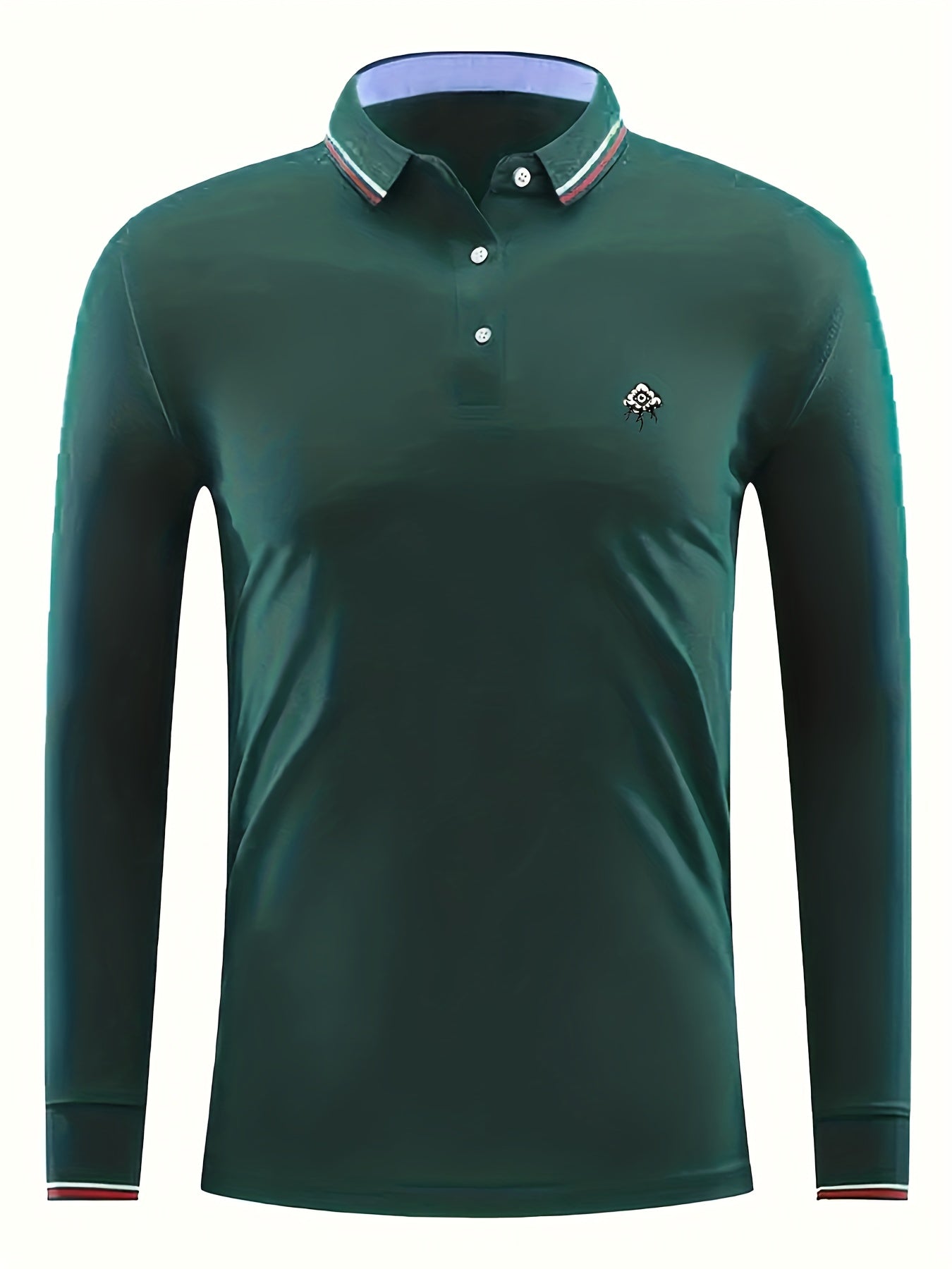 Men's Lightweight Printed Long Sleeve Polo Shirt for Spring Fall
