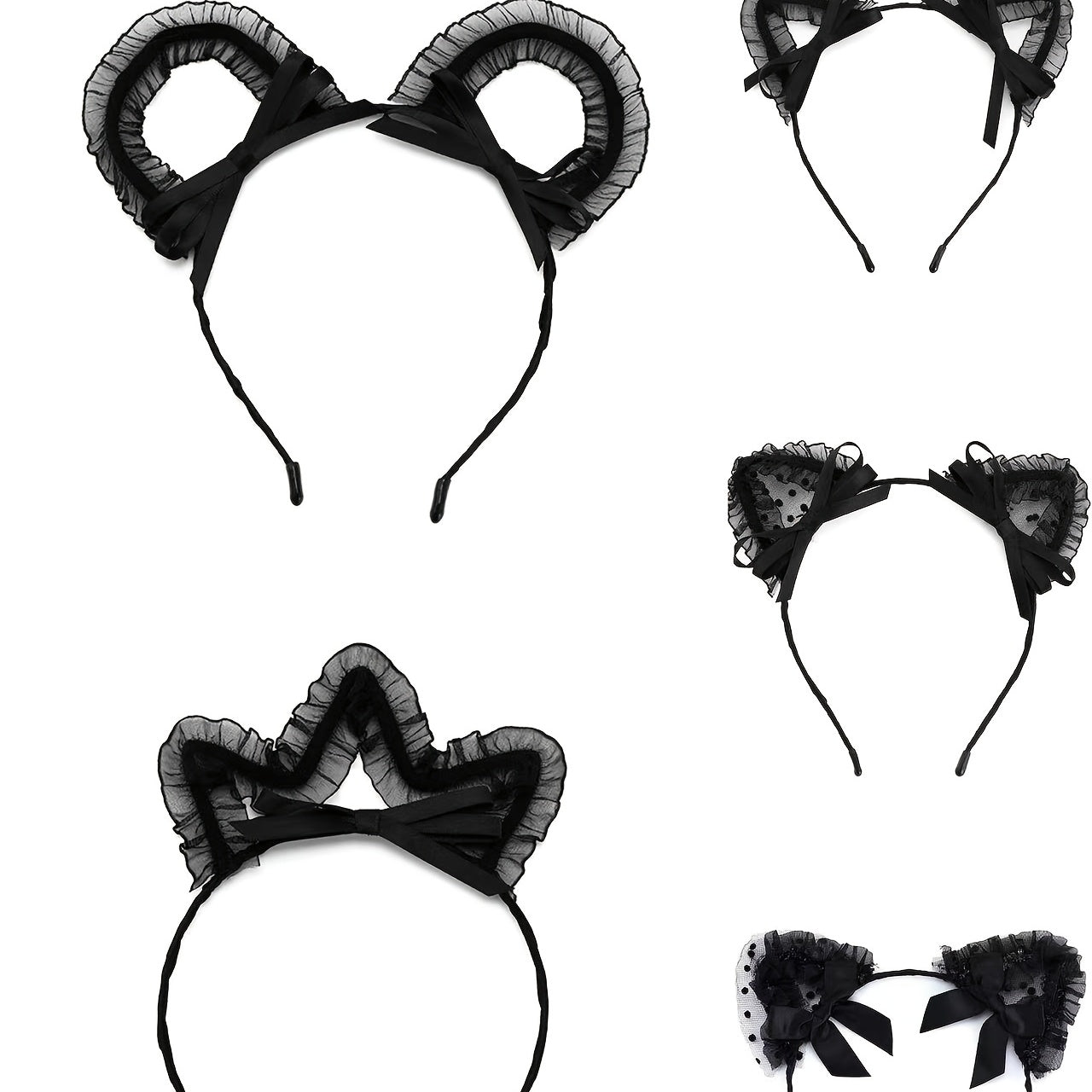 Girls Party Hair Accessories Lace Cat's Ears Headband Set
