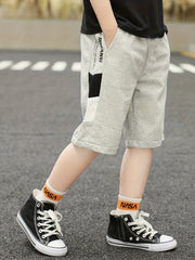 Boys Stripe & Letter Comfortable Creative Shorts Quick Drying Shorts