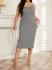 Stripe Print Midi Cami Dress