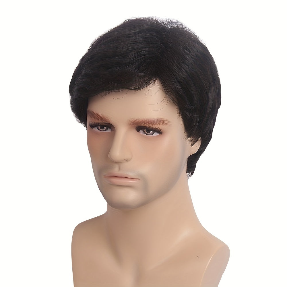 Men's Short Wig Straight Synthetic Wigs Layered Wavy Halloween Cosplay