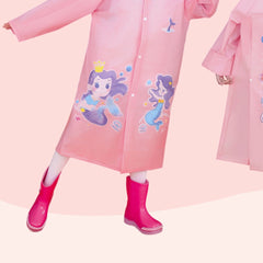 Mermaid Princess Poncho Raincoat For Kids