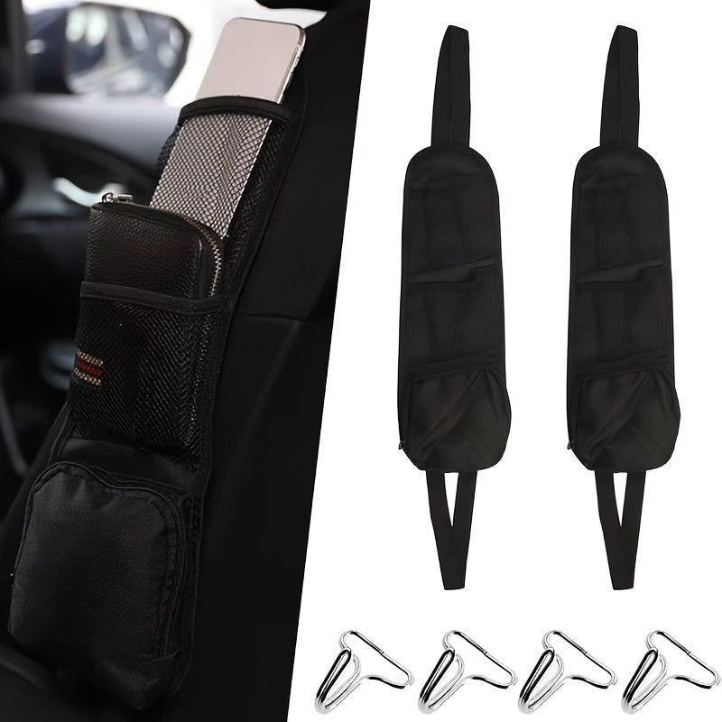 2pcs Car Seat Side Storage Bag Seat Side Hanging Organizer Oxford Cloth Mesh Bag
