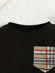 Baby Boys Long Sleeve Sweatshirt & Plaid Pants Set