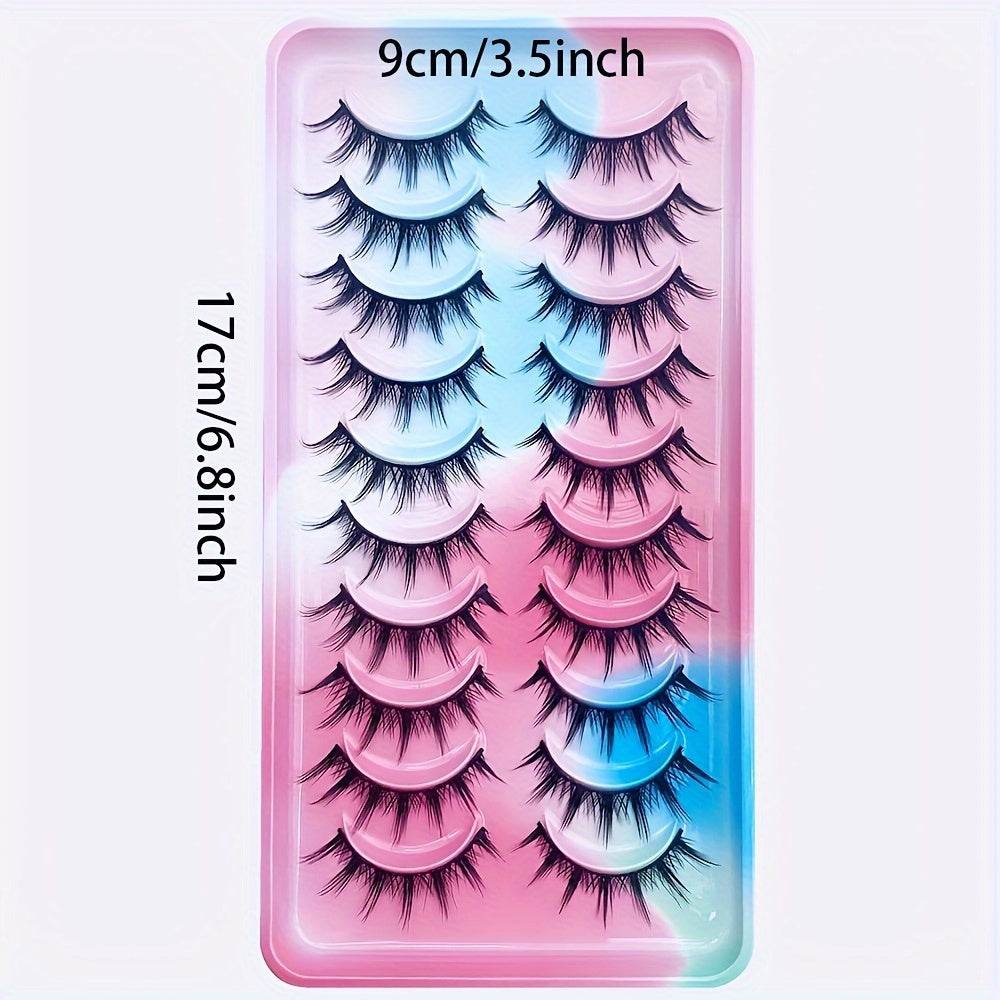 10 Pairs False Eyelashes - Thai Curly Fluffy Kpop Style