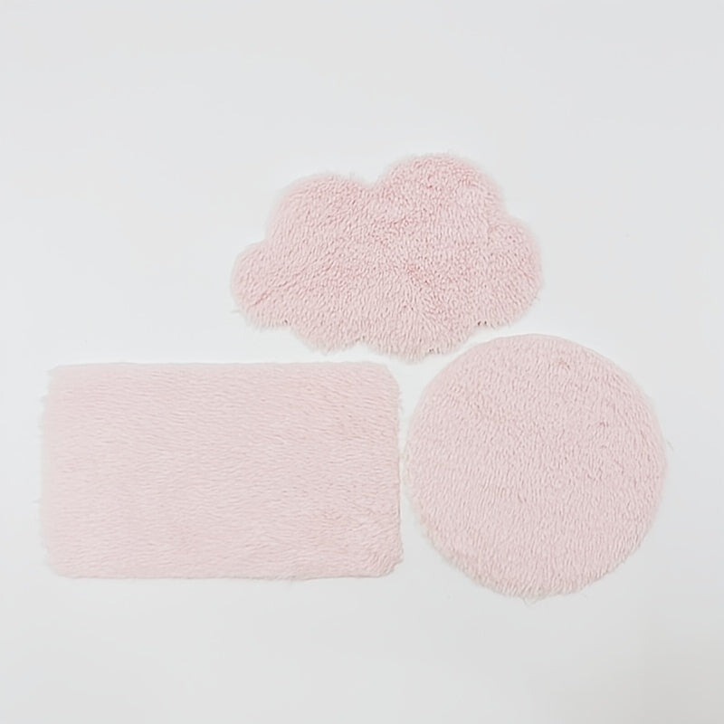 3pcs Mini Plush Rug Set Doll Micro Simulation Floor Mat for Dollhouse