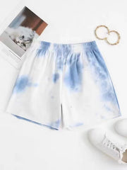 Women's Tie Dye Dolphin Shorts with Knot Waist