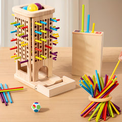 Kids 3-in-1 Wooden Math Puzzle Toy with 40 Sticks & 5 Balls