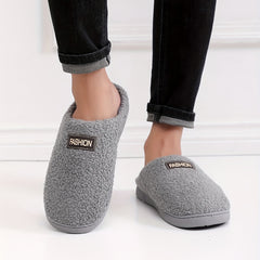 Men's Plush Cozy House Slippers Anti-skid Slip-on Indoor Winter Shoes