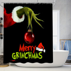 Christmas Shower Curtain Set Holiday Waterproof Removable Shower