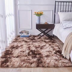 Large Tie Dyed Light Grey Shaggy Rug 78x74 Inch