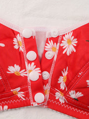 4pcs Floral Print Wireless Bras Front Buckle Push Up Bra Women's Lingerie