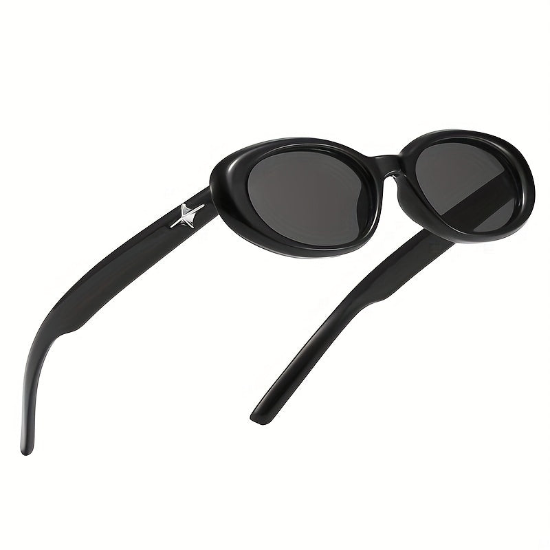 Y2K Oval Sunglasses Hiphop Star Decor Glasses UV400
